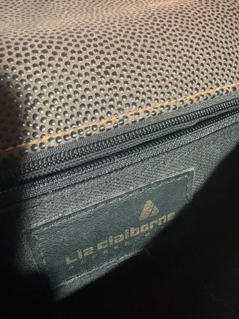 Vintage Liz Claiborne Brown Leather-Trimmed Black Crossbody Bag